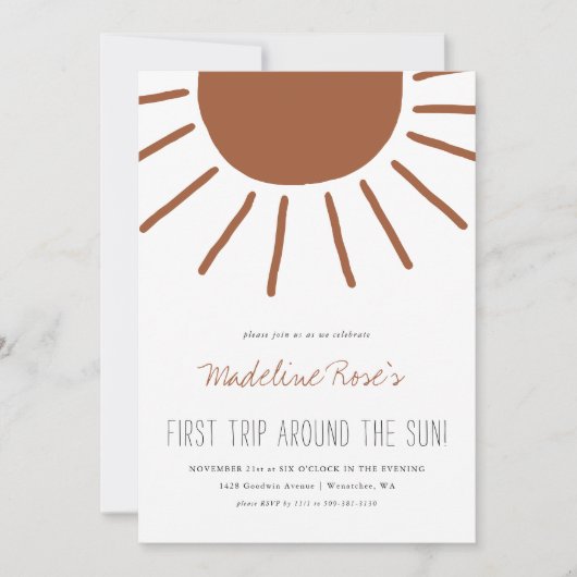 Invitation Premier Voyage Autour Du Soleil | Photo Anniversai (Devant)