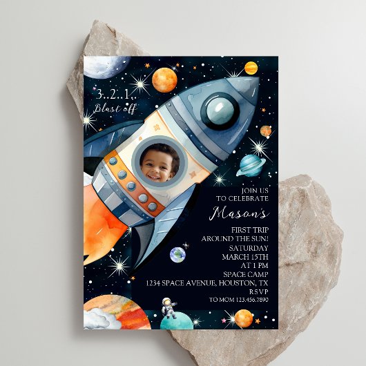 Invitation Premier Voyage Autour Du Soleil Photo Rocket Anniv