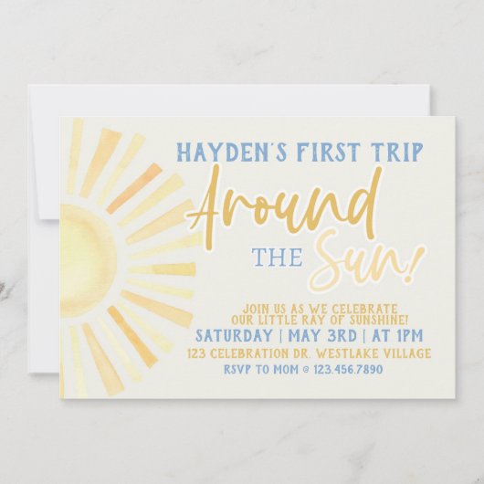 Invitation Premier voyage autour du soleil, Premier Anniversa (Devant)