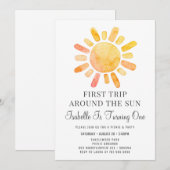 Invitation Premier Voyage Autour Du Soleil Premier Anniversai (Devant / Derrière)