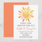 Invitation Premier Voyage Autour Du Soleil Premier Anniversai (Devant / Derrière)