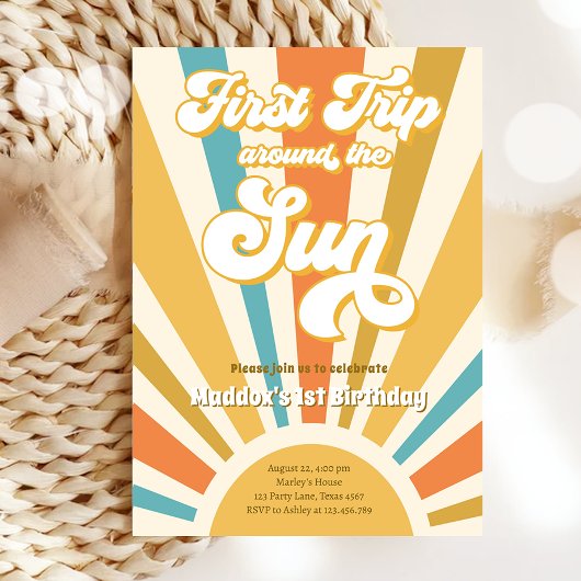 Invitation Premier voyage autour du soleil Premier anniversai