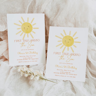 Invitation Premier voyage autour du soleil premier anniversai