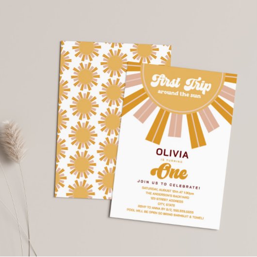 Invitation Premier voyage autour du soleil Premier anniversai