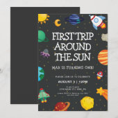 Invitation Premier Voyage Autour Du Soleil Premier Anniversai (Devant / Derrière)