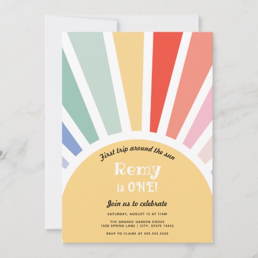 Invitation Premier voyage autour du soleil Premier anniversai (Devant)