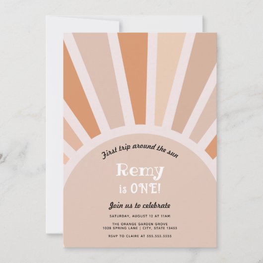 Invitation Premier voyage autour du soleil Premier anniversai (Devant)
