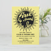 Invitation Premier Voyage Autour Du Soleil Retro 1Er Annivers (Debout devant)