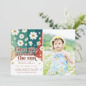 Invitation Premier voyage autour du soleil | Retro Daisy Rain (Debout devant)