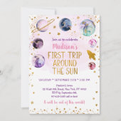 Invitation Premier Voyage Autour Du Soleil Rose Space Anniver (Devant)