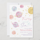 Invitation Premier voyage autour du Soleil Rose Space Anniver (Devant)