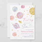 Invitation Premier voyage autour du Soleil Rose Space Anniver (Devant)