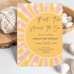 Invitation Premier voyage autour du Soleil Super Boho 1er ann