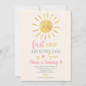 Invitation Premier Voyage Autour Du Sun Girl 1er Anniversaire (Devant)