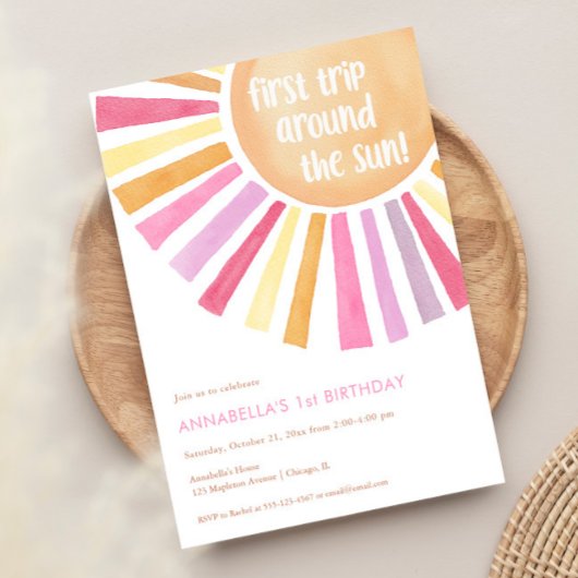 Invitation Premier voyage autour du Sun girl 1ère fête d'anni