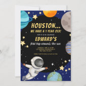 Invitation Premier voyage du garçon autour du Soleil 1er Anni (Devant)