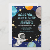 Invitation Premier voyage du garçon autour du Soleil 1er Anni (Devant)