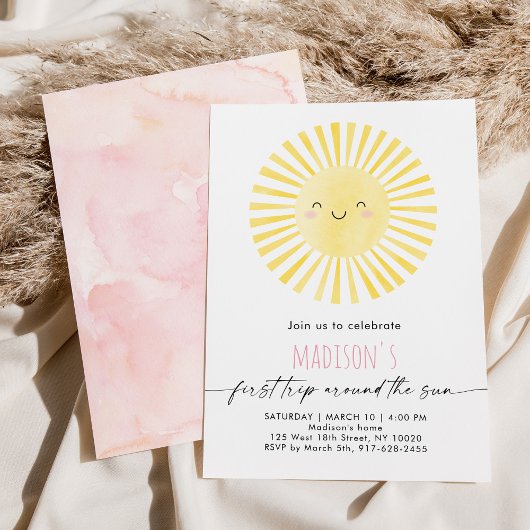 Invitation Premier voyage minimaliste autour du soleil Annive