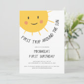 Invitation Premier voyage moderne autour du soleil 1er annive (Debout devant)