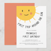 Invitation Premier voyage moderne autour du soleil 1er annive (Devant / Derrière)