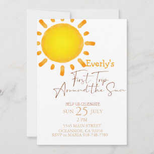 Invitation Premier voyage moderne autour du soleil Anniversai