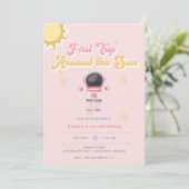 Invitation Premier voyage rose autour du soleil Premier anniv (Debout devant)