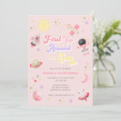 Invitation Premier voyage rose autour du soleil Premier anniv (Debout devant)