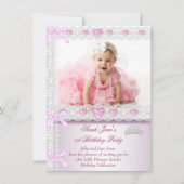 Invitation Première 1ère fête d'anniversaire Filles Princesse (Devant)