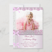 Invitation Première 1ère fête d'anniversaire Filles Princesse (Devant)