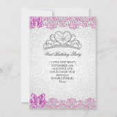 Invitation Première 1ère fête d'anniversaire Filles Princesse (Dos)