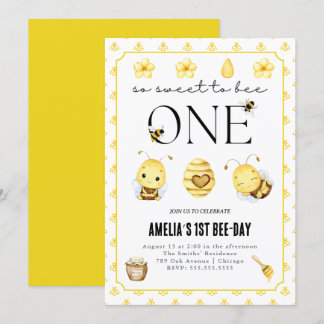Invitation Première abeille, abeille 1er anniversaire Invitat