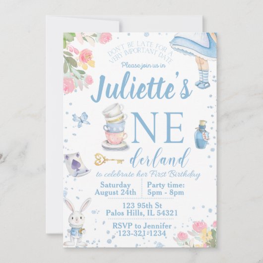 Invitation Première Alice au pays des merveilles (Devant)