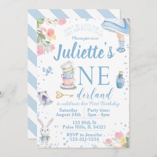 Invitation Première Alice au pays des merveilles (Devant / Derrière)