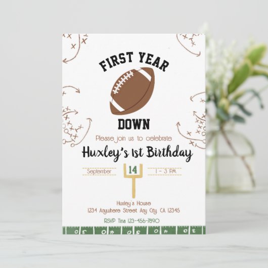 Invitation Première année bas 1er anniversaire Football (Debout devant)