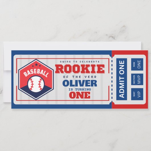 Invitation première année bas billet de base-ball anniversair (Devant)