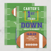 Invitation Première année Bas Football Thème Bleu Premier ann (Devant / Derrière)