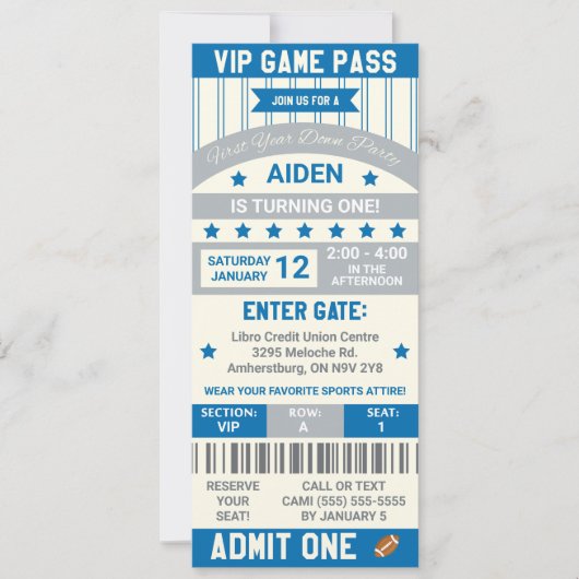 Invitation Première Année ! Billets de football Anniversaire (Devant)