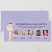 Invitation Première année d'anniversaire de la petite fille (Devant / Derrière)