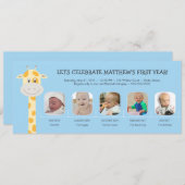 Invitation Première année d'anniversaire du bébé garçon (Devant / Derrière)