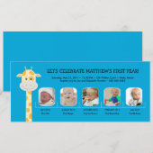 Invitation Première année d'anniversaire du bébé garçon (Devant / Derrière)