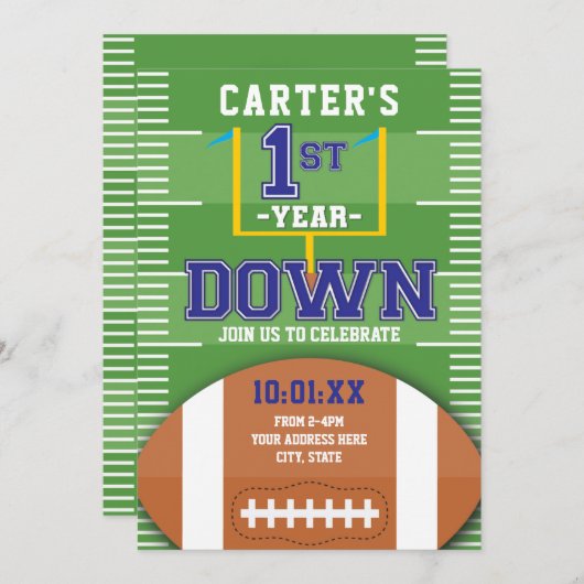 Invitation Première année de bas de football Thème Garçons Pr (Devant / Derrière)