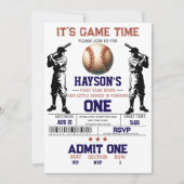 Invitation Première année de baseball bas 1ère fête d'anniver (Devant)