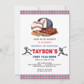 Invitation Première année de baseball bas 1ère fête d'anniver (Devant)