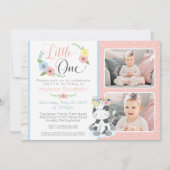 Invitation Première année de bébé vache Floral veau Collage p (Devant)