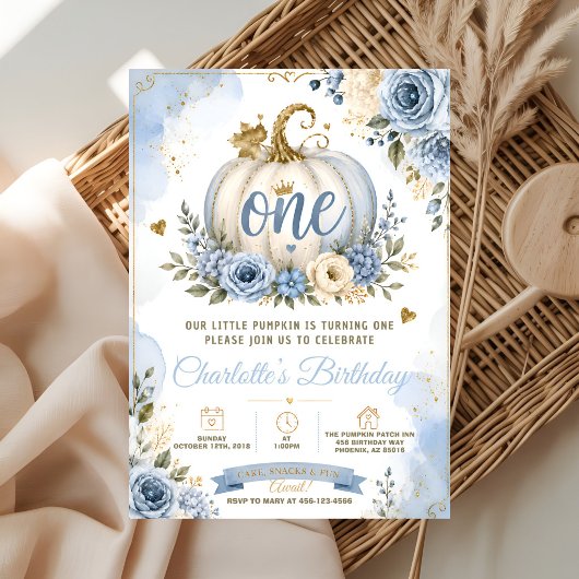 Invitation Première année de la citrouille bleue