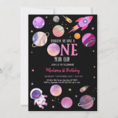 Invitation Première année de l'astronaute rose (Devant)