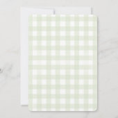 Invitation Première année dorée de Gingham Vert pour un chiot (Dos)
