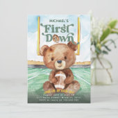 Invitation Première année Down Football Bear 1er Anniversaire (Debout devant)