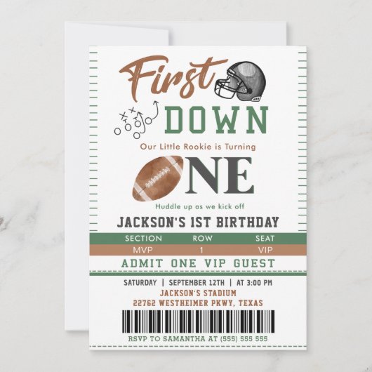 Invitation Première année Football bas 1er anniversaire Invit (Devant)