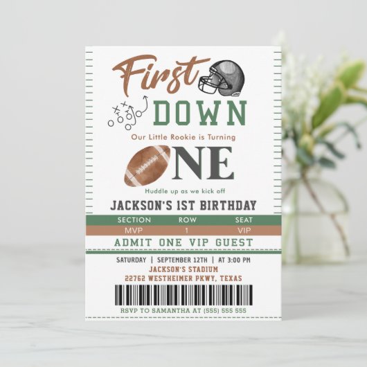 Invitation Première année Football bas 1er anniversaire Invit (Debout devant)